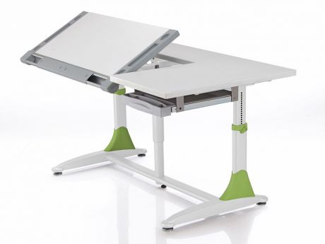 Парта трансформер для детей Comf-pro King Desk (цвет столешницы: белый, цвет ножек стола: зеленый)