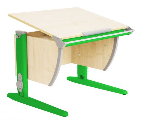Парта ДЭМИ СУТ-14-02 75х55 см + задняя и боковая приставки (цвет столешницы: клен, цвет ножек стола: зеленый)