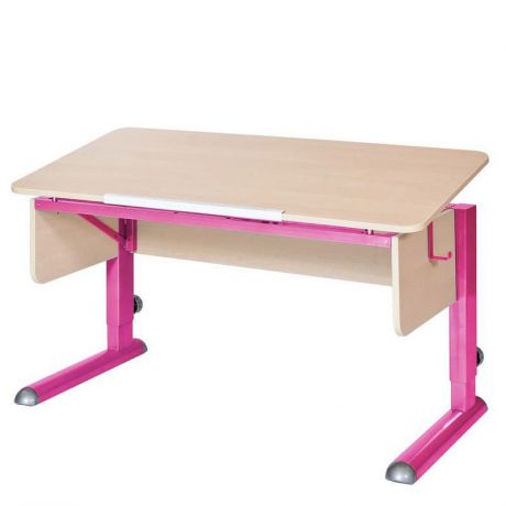 Парта для школьника для дома Астек МОНО-2 (цвет столешницы: береза, цвет ножек стола: розовый)