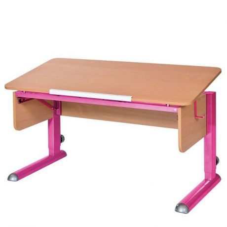 Парта для школьника для дома Астек МОНО-2 (цвет столешницы: бук, цвет ножек стола: розовый)