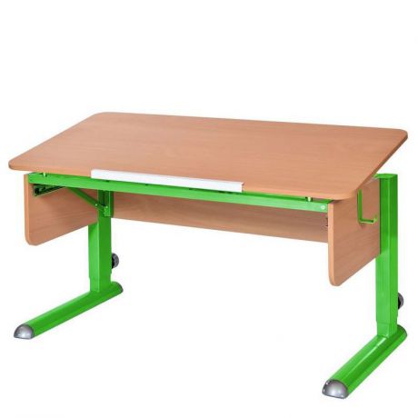 Парта для школьника для дома Астек МОНО-2 (цвет столешницы: бук, цвет ножек стола: зеленый)