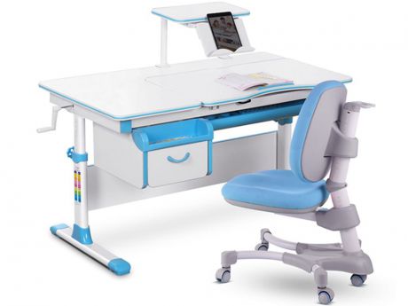 Комплект парта и кресло Mealux EVO-40 (цвет столешницы: голубой, цвет ножек стола: белый)