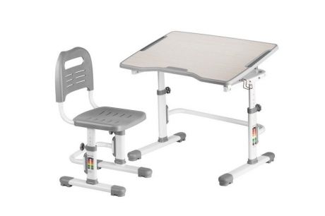 Комплект парта и стул трансформеры Fundesk Vivo 2 (цвет столешницы: серый, цвет ножек стола: белый)