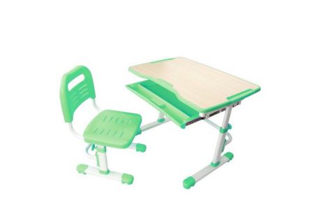 Комплект парта и стул трансформеры Fundesk Vivo (цвет столешницы: зеленый, цвет ножек стола: белый)