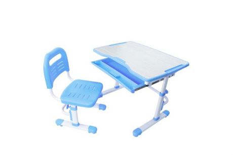 Комплект парта и стул трансформеры Fundesk Vivo (цвет столешницы: голубой, цвет ножек стола: белый)