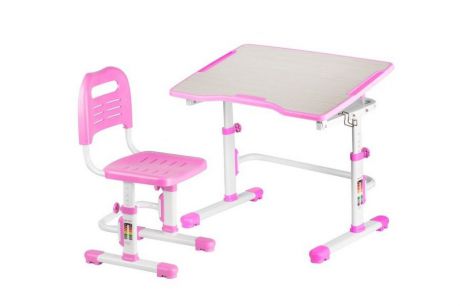 Комплект парта и стул трансформеры Fundesk Vivo 2 (цвет столешницы: розовый, цвет ножек стола: белый)