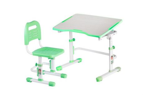 Комплект парта и стул трансформеры Fundesk Vivo 2 (цвет столешницы: зеленый, цвет ножек стола: белый)