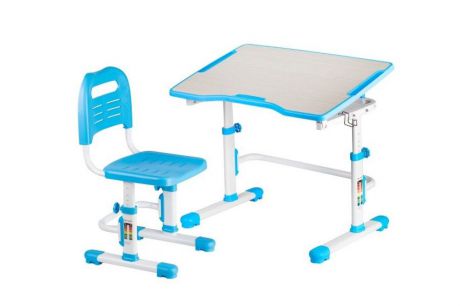 Комплект парта и стул трансформеры Fundesk Vivo 2 (цвет столешницы: голубой, цвет ножек стола: белый)
