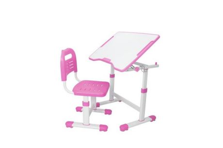 Комплект парта и стул трансформеры Fundesk Sole 2 (цвет столешницы: розовый, цвет ножек стола: белый)