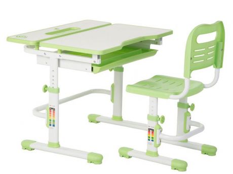 Комплект парта и стул FunDesk Lavoro new (цвет столешницы: зеленый, цвет ножек стола: белый)