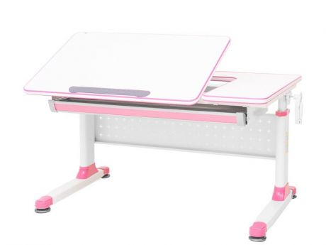 Парта растущая Rifforma-100 (цвет столешницы: белый, цвет ножек стола: белый, цвет кромки: розовый)