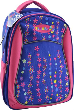 Рюкзак школьный BG Start "Floral" 40*29*15см (влагонепроницаемый полиэстер, уплотнённые лямки и спинка, светоотражающие элементы)