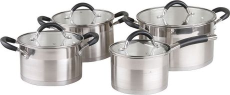 Набор посуды для приготовления Pomi d'Oro Caro, PSS-640031, серый металлик, 8 предметов