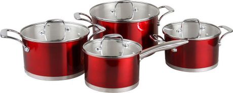 Набор посуды для приготовления Pomi d'Oro Prezioso, PSS-640028, красный, 8 предметов