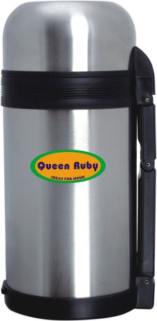 Термос "Queen Ruby", с широким горлом, цвет: черный, серебристый, 1 л
