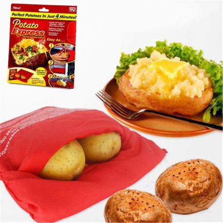 Рукав для запекания картофеля в микроволновой печи , красный, 24 х 20 см