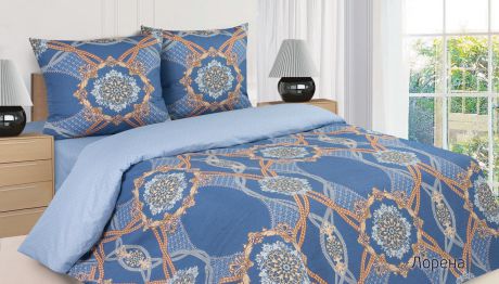 Комплект постельного белья Ecotex "Лорена", КПЕ, 38, наволочка 70 х 70 см, синий