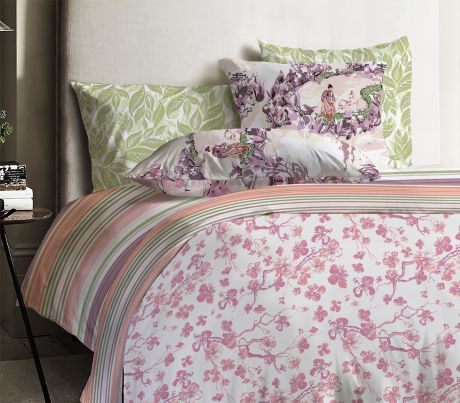 Комплект постельного белья Mona Liza Japanese Sakura, розовый, 1,5 спальное, наволочки 50x70