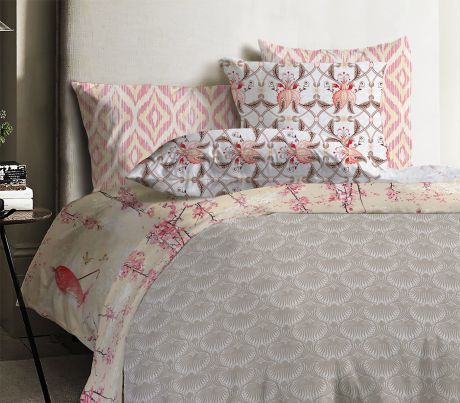 Комплект постельного белья Mona Liza Japanese Azhur, розовый, 2-х спальное, наволочки 70x70