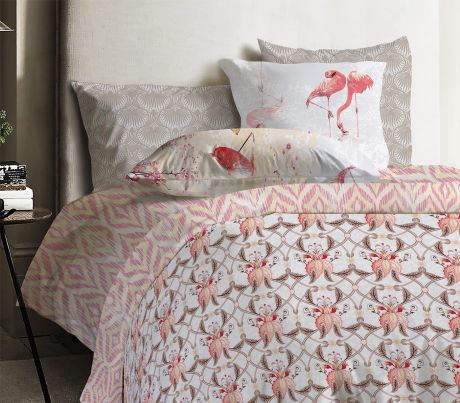 Комплект постельного белья Mona Liza Japanese Lily, розовый, семейный, наволочки 70x70