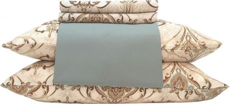 Комплект постельного белья Classic by T Пирея, коричневый, евро, наволочки 50x70