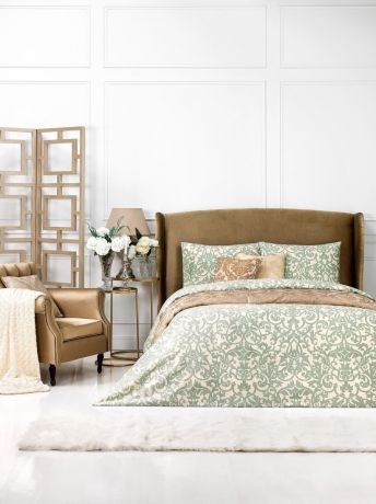Комплект постельного белья Classic by T Стэфани, зеленый, 1,5-спальный, наволочки 50x70