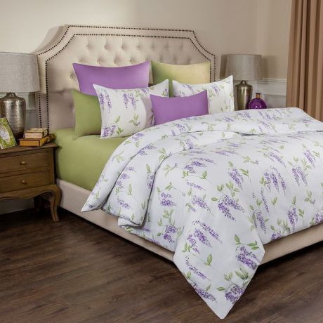 Комплект постельного белья Santalino Глициния, 1,5-спальный, наволочки 50 х 70 см, 984-029, зеленый