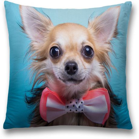 Наволочка декоративная Magic Lady "Пес с галстуком-бабочкой", цвет: разноцветный, 45 x 45 см