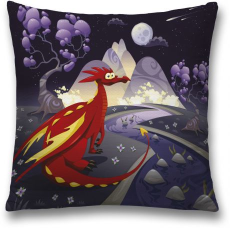 Наволочка декоративная Magic Lady "Красный дракон", цвет: синий, красный, 45 x 45 см