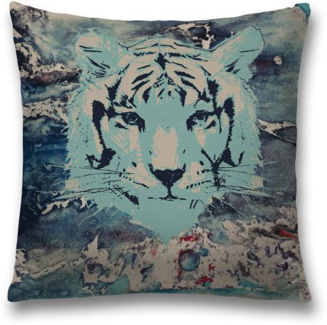 Наволочка декоративная Magic Lady "Тигр в горах", цвет: серый, 45 x 45 см