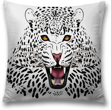 Наволочка декоративная Magic Lady "Белый леопард", цвет: белый, черный, 45 x 45 см