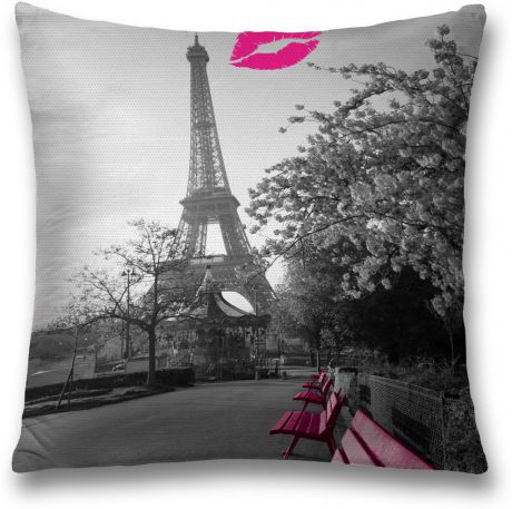 Наволочка декоративная Magic Lady "Поцелуй в Париже", цвет: серый, 45 x 45 см
