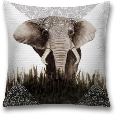 Наволочка декоративная Magic Lady "Слон и мандала", цвет: серый, 45 x 45 см