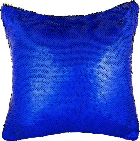 Подушка декоративная Santalino Бурлеск, 850-876-5, синий, золотой, 40 x 40 см