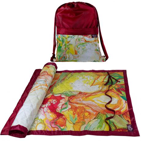 Одноместный комплект - коврик и рюкзак "Сказочный сад" бордо