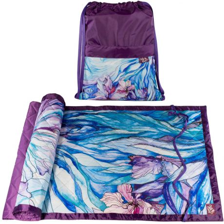 Одноместный комплект - коврик и рюкзак "Ирисы" фиолетовый