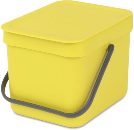 Ведро мусорное Brabantia "Sort & Go", встраиваемое, цвет: желтый, 6 л. 109683