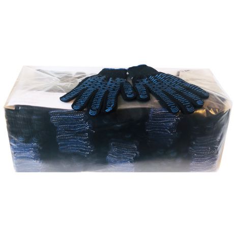 Перчатки хозяйственные хлопковые 100 пар, с ПВХ Волна