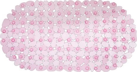Коврик для ванны Vortex "Галька", противоскользящий, овальный, цвет: розовый, 36 х 69 см. 15042