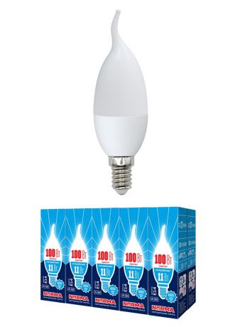 Лампочка Volpe Комплект из 10 светодиодных ламп LED-CW37-11W/NW/E14/FR/NR Форма "свеча на ветру", матовая. Белый свет (4000K), Нейтральный свет 11 Вт, Светодиодная