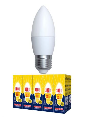 Лампочка Volpe Комплект из 10 светодиодных ламп LED-C37-11W/WW/E27/FR/NR Форма "свеча", матовая. Теплый белый свет (3000K), Теплый свет 11 Вт, Светодиодная