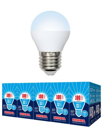 Лампочка Volpe Комплект из 10 светодиодных ламп LED-G45-11W/NW/E27/FR/NR Форма "шар", матовая. Белый свет (4000K), Нейтральный свет 11 Вт, Светодиодная