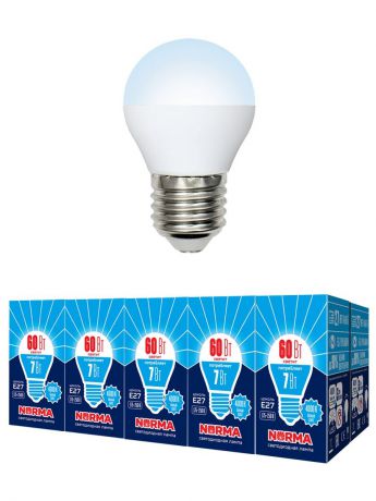 Лампочка Volpe, Volpe Комплект из 10 светодиодных ламп LED-G45-7W/NW/E27/FR/NR Форма "шар", матовая. Белый свет (4000K), Комплект из 10 светодиодных ламп LED-G45-7W/NW/E27/FR/NR Форма "шар", матовая. Белый свет (4000K), Нейтральный, Нейтральный свет 7, 7 Вт, Светодиодная, Светодиодная