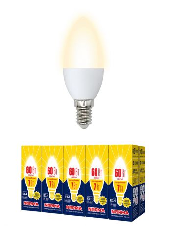 Лампочка Volpe, Volpe Комплект из 10 светодиодных ламп LED-C37-7W/WW/E14/FR/NR Форма 