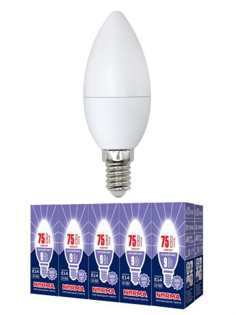 Лампочка Volpe, Volpe Комплект из 10 светодиодных ламп LED-C37-9W/DW/E14/FR/NR Форма "свеча", матовая. Дневной белый свет (6500K), Комплект из 10 светодиодных ламп LED-C37-9W/DW/E14/FR/NR Форма "свеча", матовая. Дневной белый свет (6500K), Холодный, Холодный свет 9, 9 Вт, Светодиодная, Светодиодная