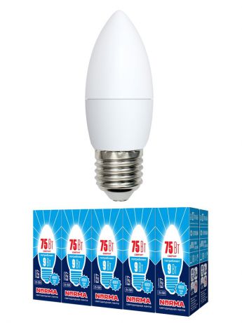 Лампочка Volpe, Volpe Комплект из 10 светодиодных ламп LED-C37-9W/NW/E27/FR/NR Форма "свеча", матовая. Белый свет (4000K), Комплект из 10 светодиодных ламп LED-C37-9W/NW/E27/FR/NR Форма "свеча", матовая. Белый свет (4000K), Нейтральный, Нейтральный свет 9, 9 Вт, Светодиодная, Светодиодная