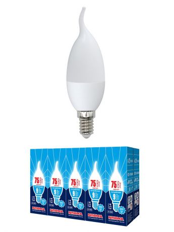 Лампочка Volpe, Volpe Комплект из 10 светодиодных ламп LED-CW37-9W/NW/E14/FR/NR Форма "свеча на ветру", матовая. Белый свет (4000K), Комплект из 10 светодиодных ламп LED-CW37-9W/NW/E14/FR/NR Форма "свеча на ветру", матовая. Белый свет (4000K), Нейтральный, Нейтральный свет 9, 9 Вт, Светодиодная, Светодиодная
