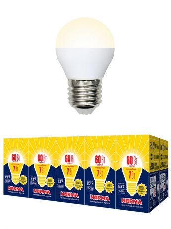 Лампочка Volpe, Volpe Комплект из 10 светодиодных ламп LED-G45-7W/WW/E27/FR/NR Форма 