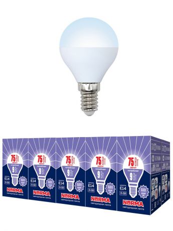 Лампочка Volpe, Volpe Комплект из 10 светодиодных ламп LED-G45-9W/DW/E14/FR/NR Форма 