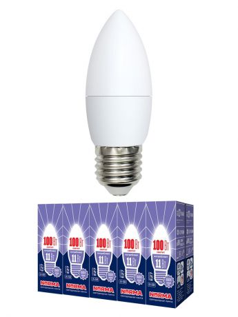 Лампочка Volpe, Volpe Комплект из 10 светодиодных ламп LED-C37-11W/DW/E27/FR/NR Форма "свеча", матовая. Дневной белый свет (6500K), Комплект из 10 светодиодных ламп LED-C37-11W/DW/E27/FR/NR Форма "свеча", матовая. Дневной белый свет (6500K), Холодный, Холодный свет 11, 11 Вт, Светодиодная, Светодиодная